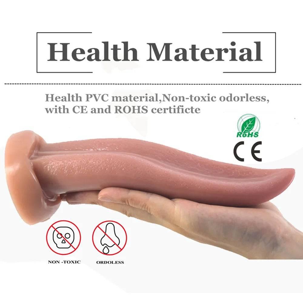 Tongue Suck Dildo & Anal Butt Plug | Realistic Penis for Women | G-Spot & Vaginal Stimulation Masturbator | Adult Sex Product - Passion Pulse Adult