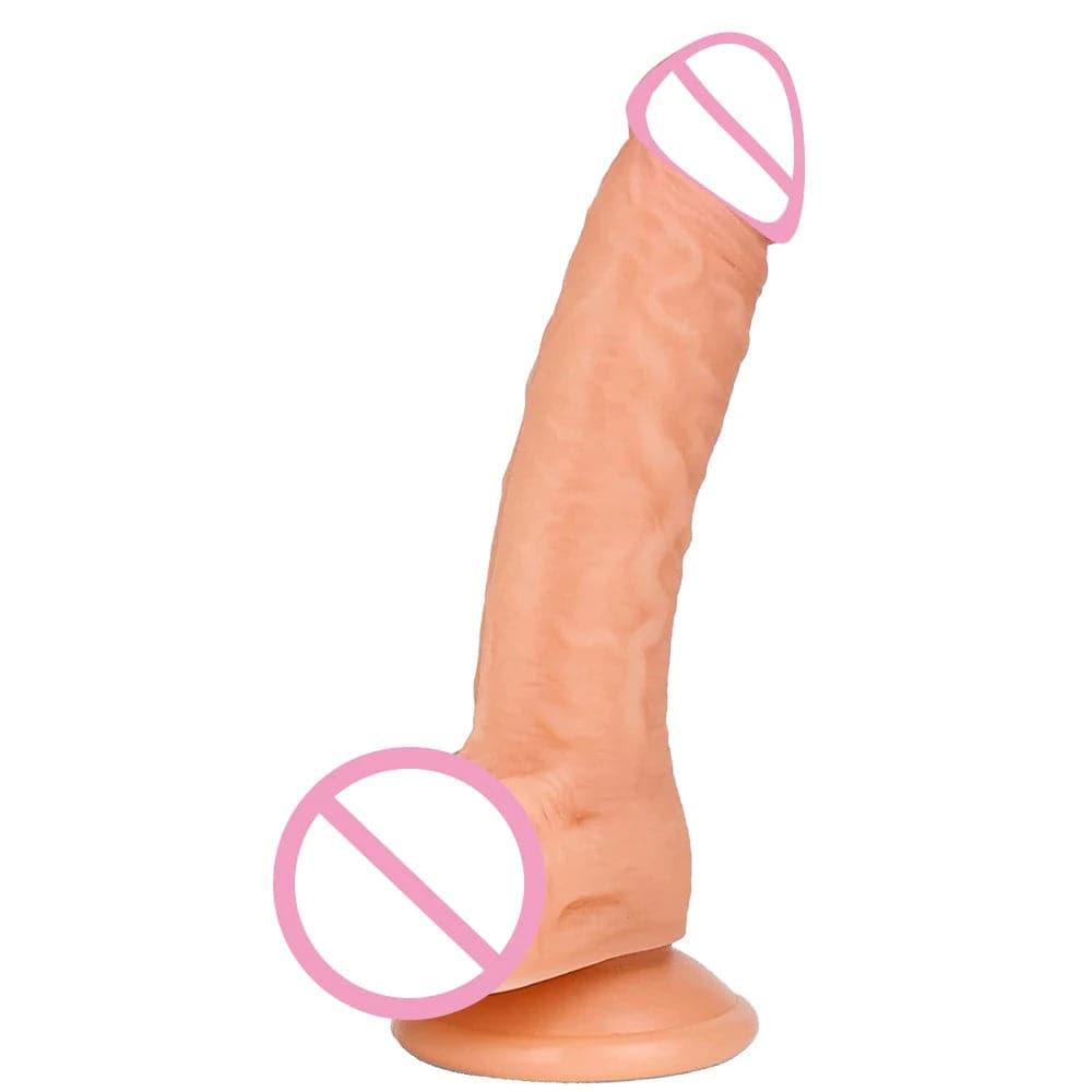 7-Inch Realistic Dildo with Suction Cup – Flexible Curved Shaft & Balls for G-Spot and Anal Play - Passion Pulse Adult