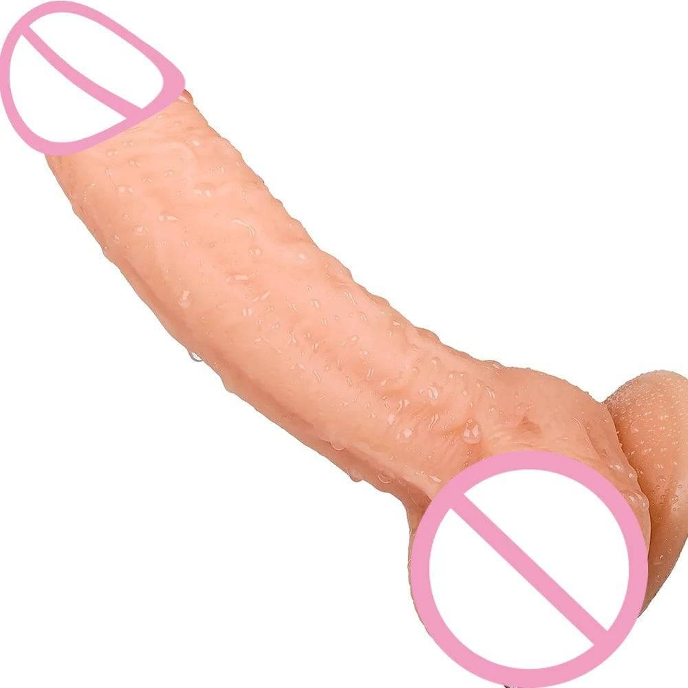 7-Inch Realistic Dildo with Suction Cup – Flexible Curved Shaft & Balls for G-Spot and Anal Play - Passion Pulse Adult