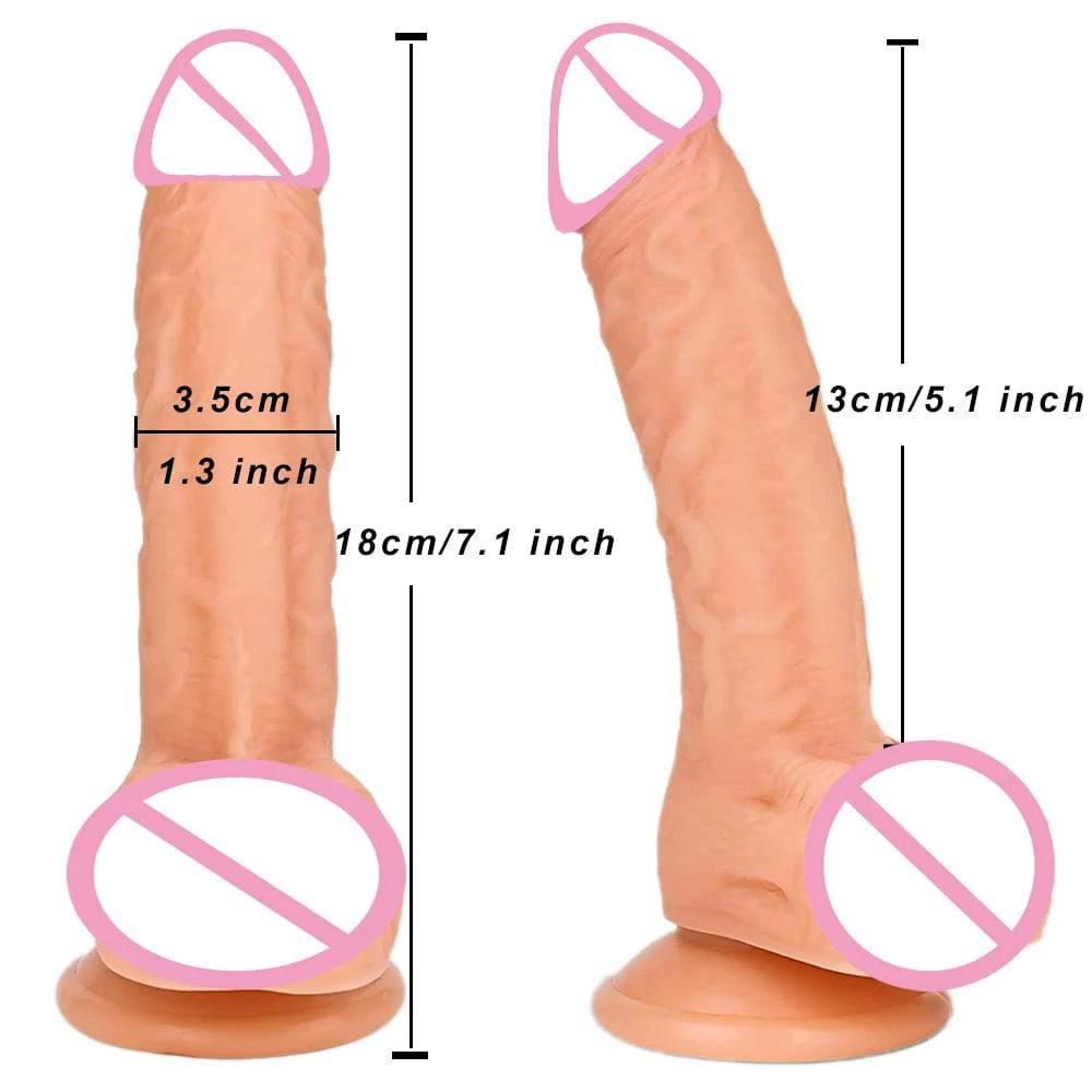 7-Inch Realistic Dildo with Suction Cup – Flexible Curved Shaft & Balls for G-Spot and Anal Play - Passion Pulse Adult