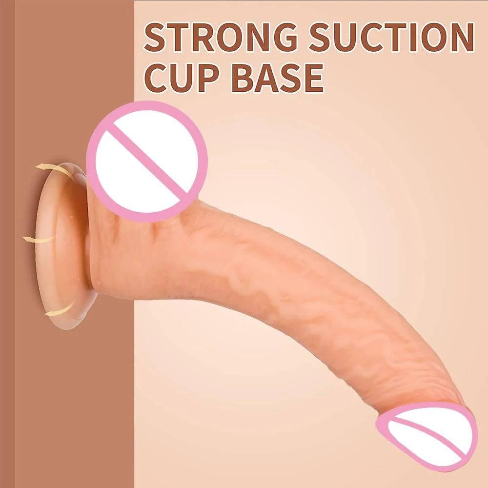 7-Inch Realistic Dildo with Suction Cup – Flexible Curved Shaft & Balls for G-Spot and Anal Play - Passion Pulse Adult