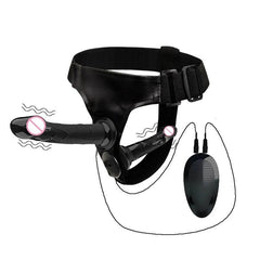 Double Penis Realistic Dildo Vibrator: Ultra Elastic Strap-On Harness for Women - Adult Sex Toy for Lesbians - Passion Pulse Adult