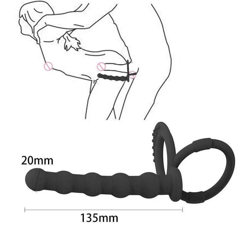 Double Penetration Toy – Anal Beads, Dildo Attachment & Cock Ring for Men & Women - Passion Pulse Adult