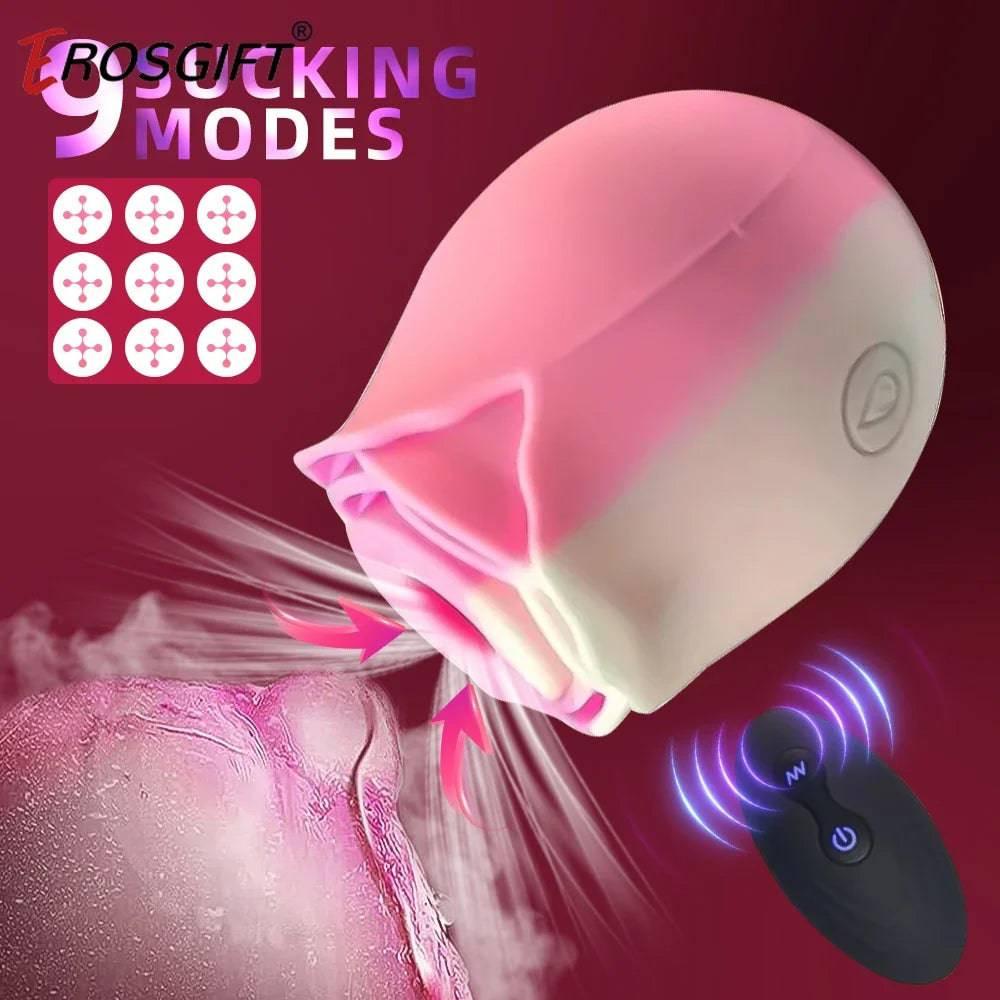 Rose-Shaped Sucking Vibrator – 9 Frequency G-Spot & Nipple Stimulator - Passion Pulse Adult