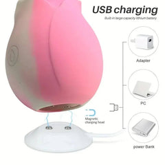 Rose-Shaped Sucking Vibrator – 9 Frequency G-Spot & Nipple Stimulator - Passion Pulse Adult