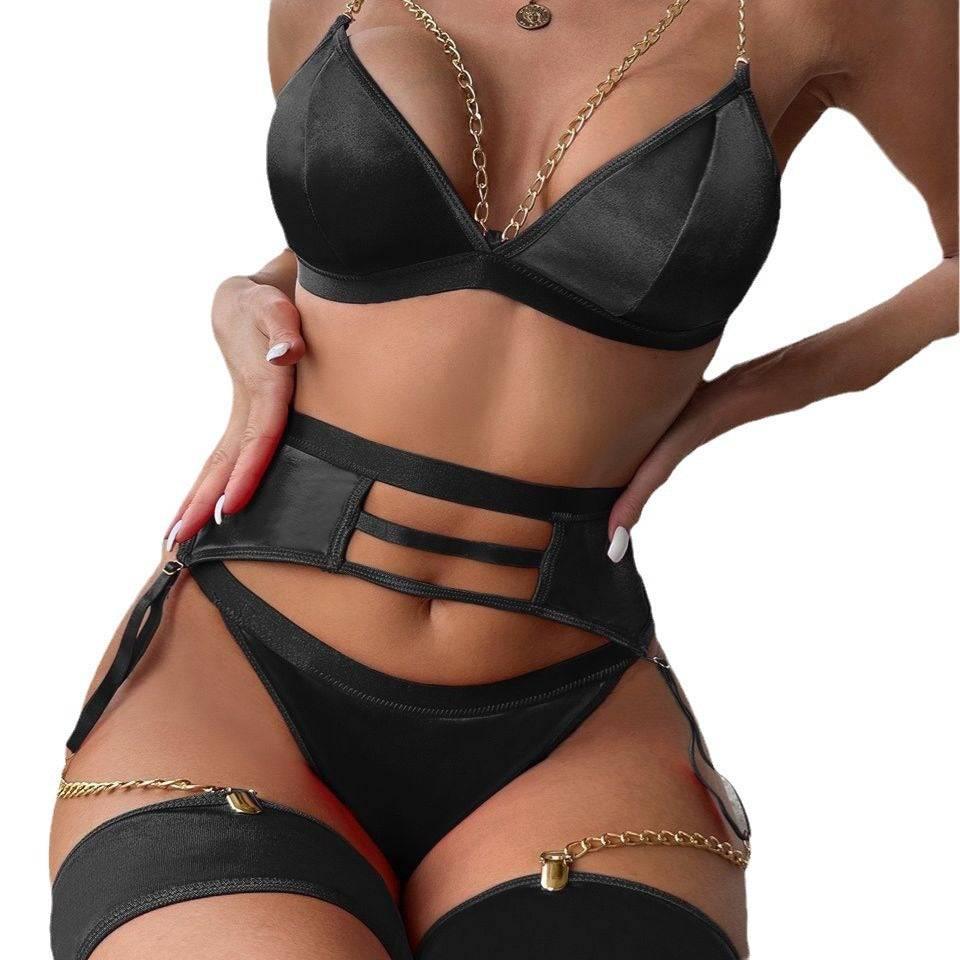 Black & Red Metal Chain Lingerie - Passion Pulse Adult