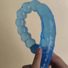 A Blue Transparent, Soft, and Elastic Dual-purpose Female Masturbator with U-shaped Double Dildo Soft Jelly for Same-sex Sex Toy - Passion Pulse Adult