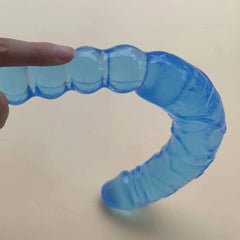 A Blue Transparent, Soft, and Elastic Dual-purpose Female Masturbator with U-shaped Double Dildo Soft Jelly for Same-sex Sex Toy - Passion Pulse Adult