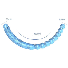 A Blue Transparent, Soft, and Elastic Dual-purpose Female Masturbator with U-shaped Double Dildo Soft Jelly for Same-sex Sex Toy - Passion Pulse Adult