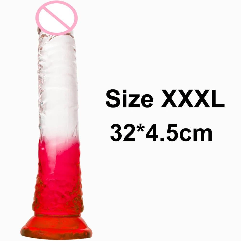 Crystal Jelly Huge Dildo - Realistic Design for Couples & Solo Play - Passion Pulse Adult
