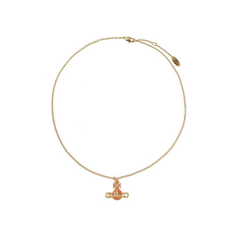 Zircon Saturn Brooch Collarbone Necklace - Passion Pulse Adult