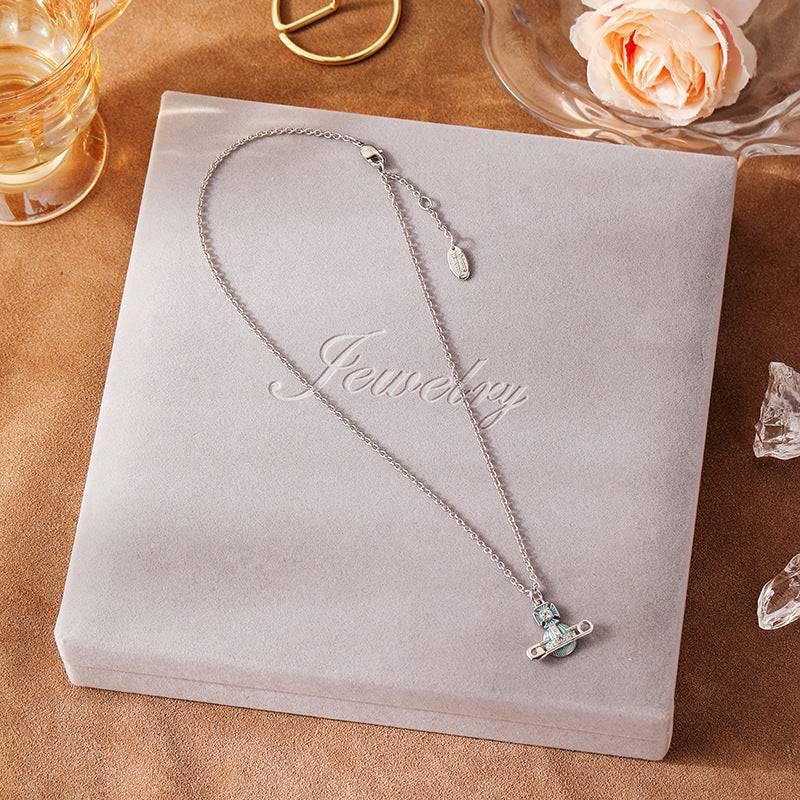 Zircon Saturn Brooch Collarbone Necklace - Passion Pulse Adult