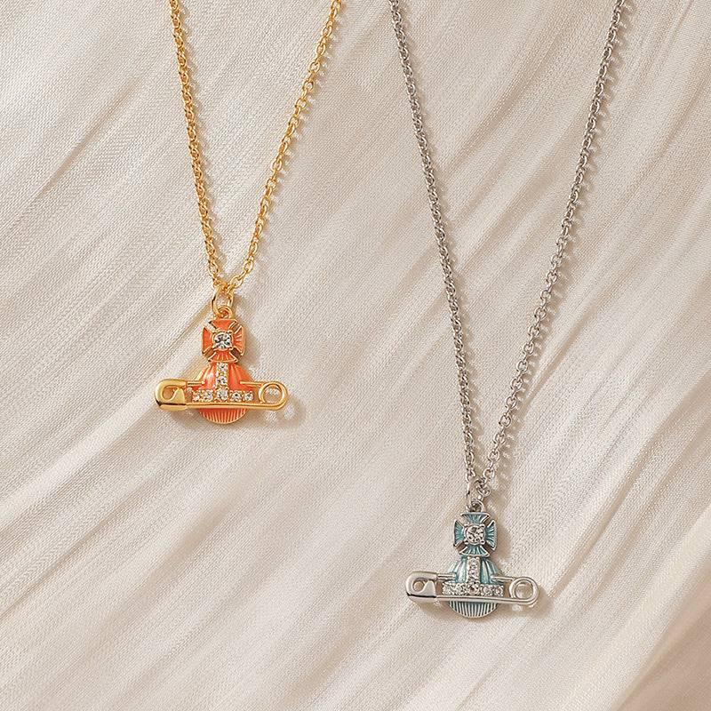 Zircon Saturn Brooch Collarbone Necklace - Passion Pulse Adult