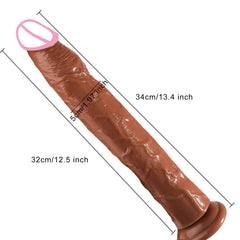 13-Inch Realistic Dildo with Strong Suction Cup - Black Jelly Adult Toy - Passion Pulse Adult