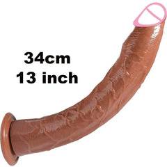 13-Inch Realistic Dildo with Strong Suction Cup - Black Jelly Adult Toy - Passion Pulse Adult