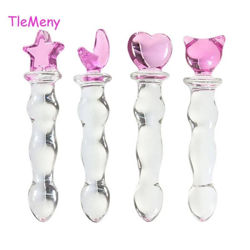 Cute Pink Smooth Crystal Glass Anal Plug Vaginal Anal Beads Dildos Plug Massage Masturbation Adult Sex Toys For WomenMen - Passion Pulse Adult