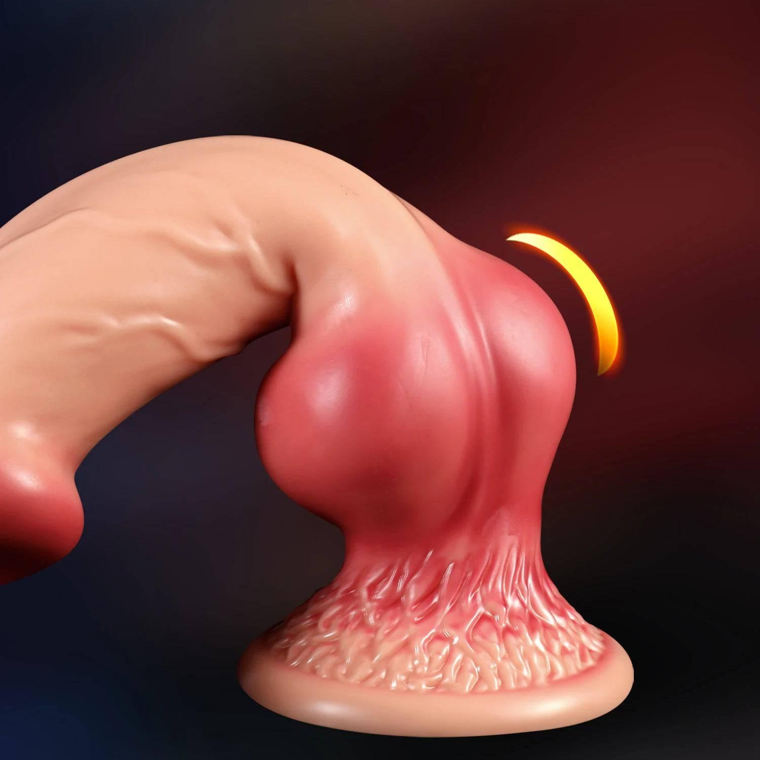 Realistic Huge Dog Dildo – Silicone Anal Plug with Suction Cup for Men & Women - Passion Pulse Adult