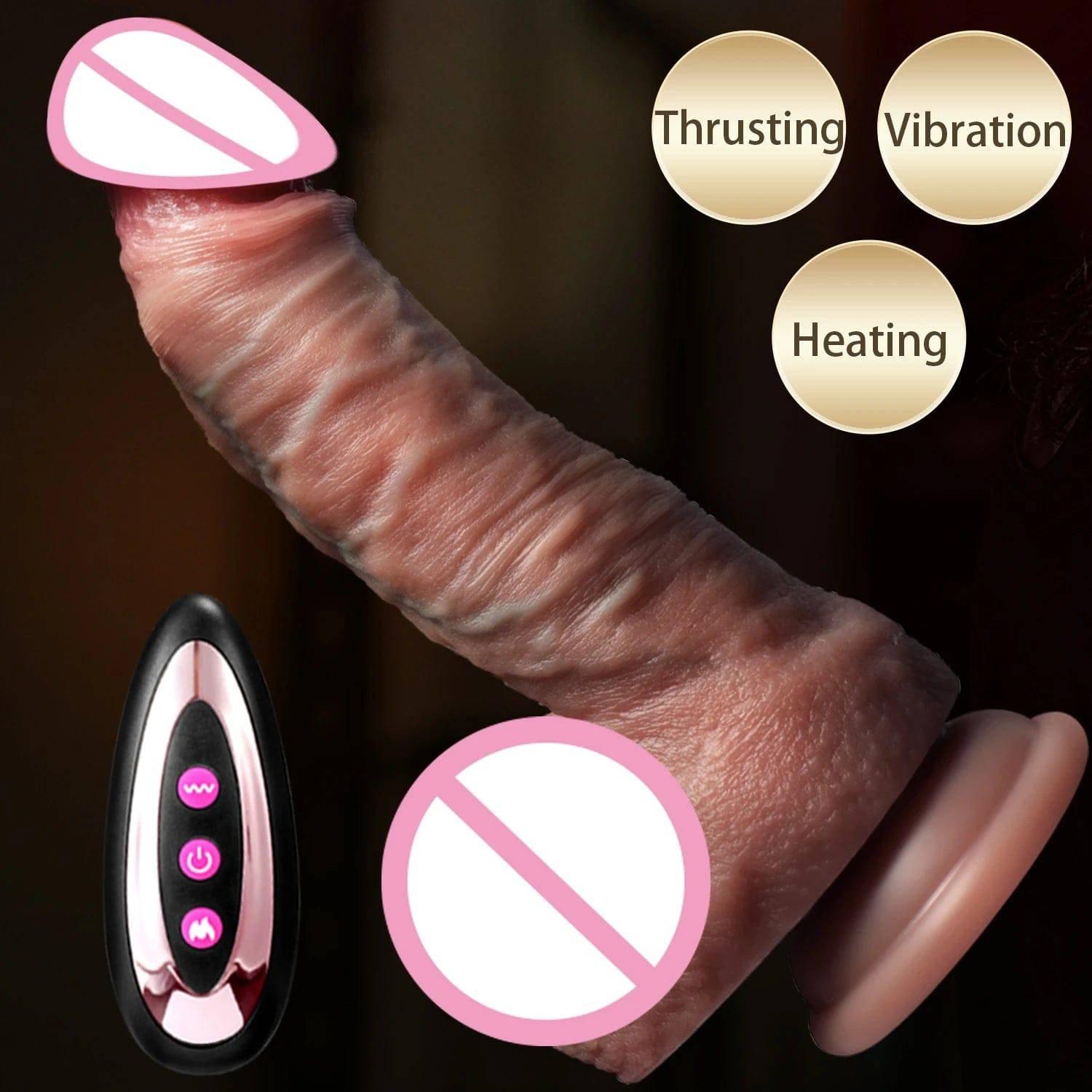 Realistic Telescopic Vibrator – Heated Thrusting Dildo & Anal Plug for Women - Passion Pulse Adult