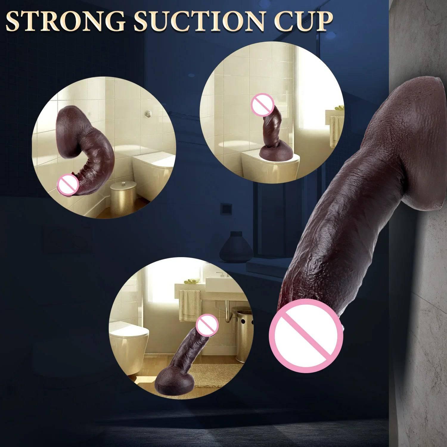 Realistic Silicone Dildo with Suction Cup - Soft & Flexible Adult Toy - Passion Pulse Adult