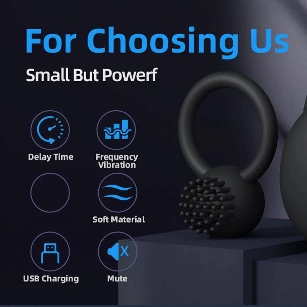 10 Frequency Vibrator Cockring Penis Cock Ring on for Man Delay Ejaculation Sex Toys for Men Couple Rings Penisring Toy for male - Passion Pulse Adult