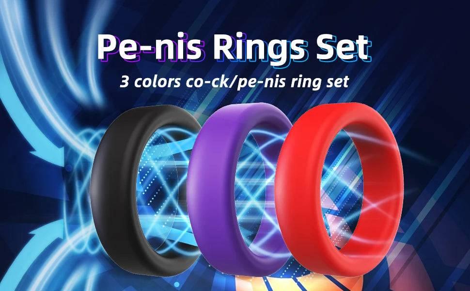 3pcs Silicone Delay Ejaculation Penis Rings | Reusable Semen Cock Rings for Men | Enlargement Sex Toys for Couples - Passion Pulse Adult