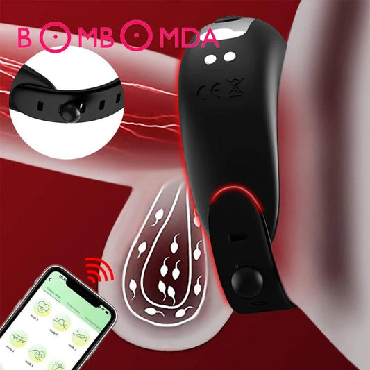 APP Remote Control Cock Ring Male Cock Ring Vibrator APP Remote Control Penis Ring Delay Ejaculation Erectile Enlargement Male Masturbator Sex Toy For Couple - Passion Pulse Adult
