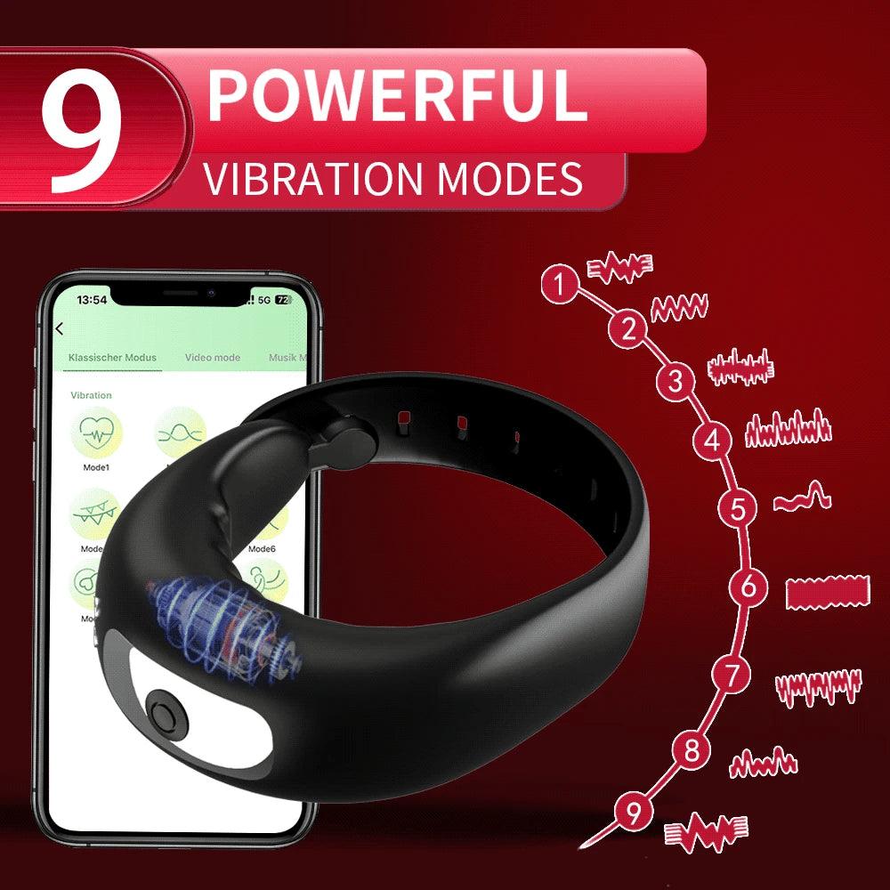 APP Remote Control Cock Ring Male Cock Ring Vibrator APP Remote Control Penis Ring Delay Ejaculation Erectile Enlargement Male Masturbator Sex Toy For Couple - Passion Pulse Adult