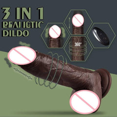 Black coffee colored simulated penis wireless telescopic rotating vibration adult and female sexual products - Passion Pulse Adult