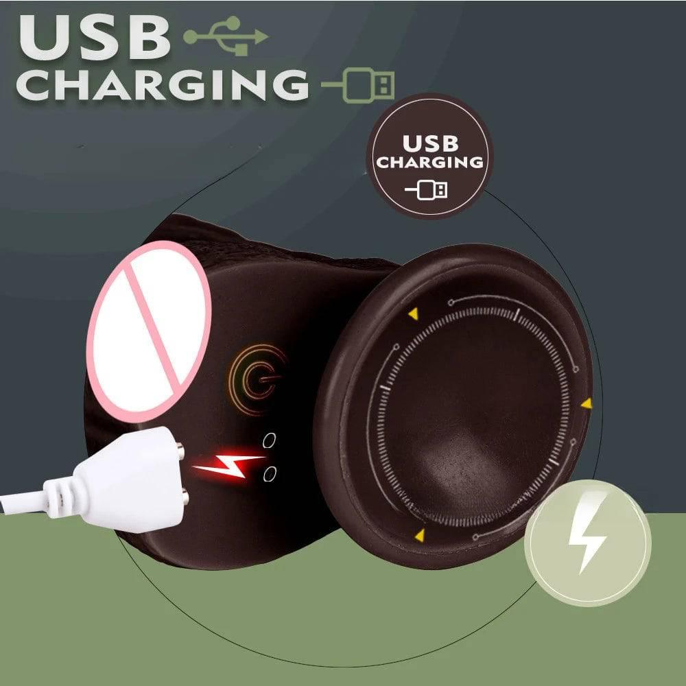 Black coffee colored simulated penis wireless telescopic rotating vibration adult and female sexual products - Passion Pulse Adult