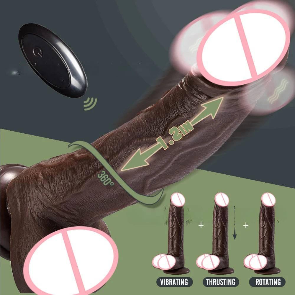 Black coffee colored simulated penis wireless telescopic rotating vibration adult and female sexual products - Passion Pulse Adult