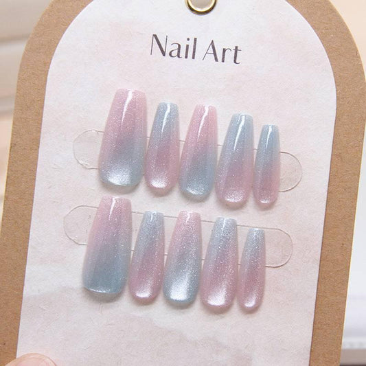 Cat eye gradient wearable nails removable nail pieces nail pieces nail art stickers code - Passion Pulse Adult