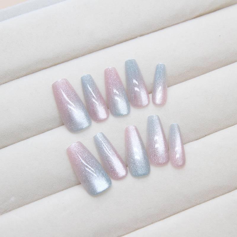 Cat eye gradient wearable nails removable nail pieces nail pieces nail art stickers code - Passion Pulse Adult