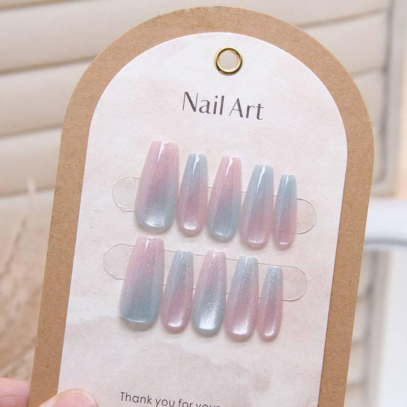 Cat eye gradient wearable nails removable nail pieces nail pieces nail art stickers code - Passion Pulse Adult