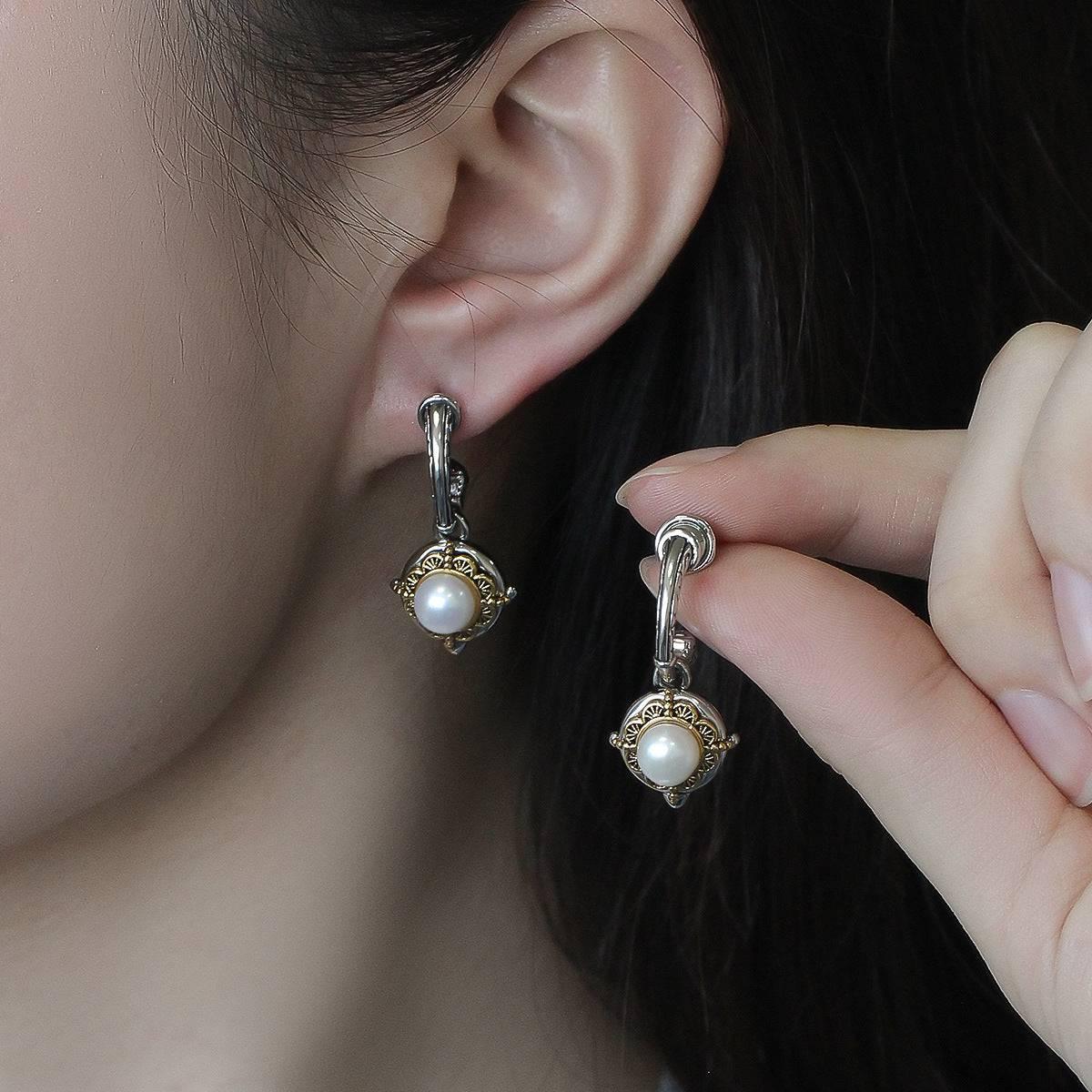 Color-Block Freshwater Pearl Stud Earrings - Passion Pulse Adult