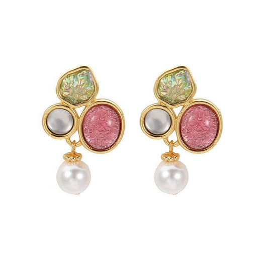 Colorful Glass Pearl Stud Earrings - Passion Pulse Adult