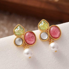 Colorful Glass Pearl Stud Earrings - Passion Pulse Adult