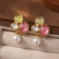 Colorful Glass Pearl Stud Earrings - Passion Pulse Adult
