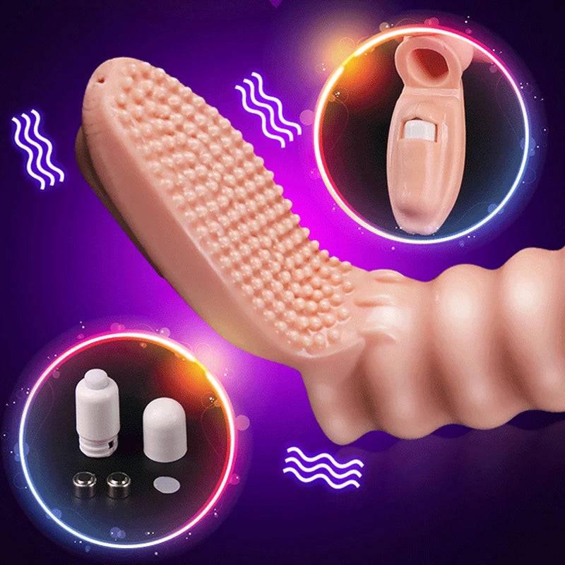 Couples Clitoral & G-Spot Finger Vibrator | Stimulator & Massager Finger Sleeve | Erotic Sex Toys for Women & Men - Passion Pulse Adult
