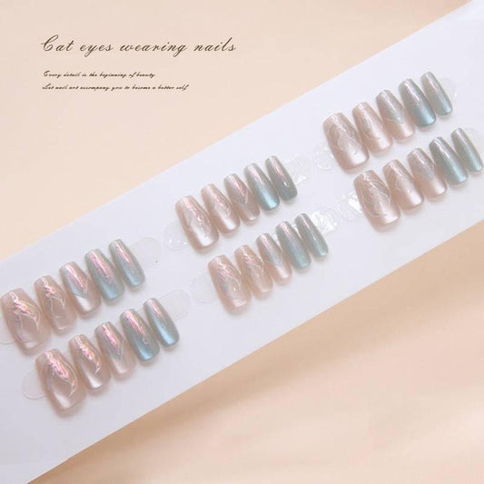 Crystal cat's eye wearable nail spring mermaid nail art nail stickers - Passion Pulse Adult