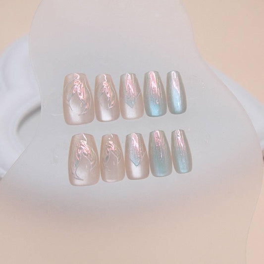 Crystal cat's eye wearable nail spring mermaid nail art nail stickers - Passion Pulse Adult
