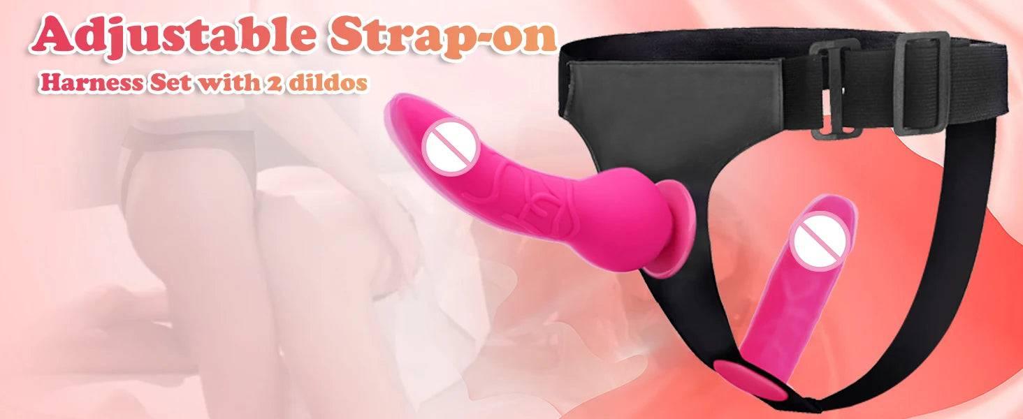 Double Strap On Dildo Female belt with Penis Sexual Harness women waist Adult toys Anal penetration Sex Toys For Lesbian Orgasm - Passion Pulse Adult
