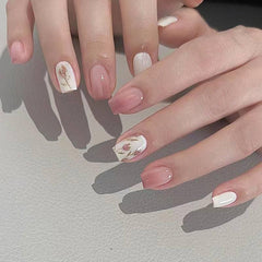 Elegant Floral Design Press-On Nail Set Wearing Short Flowers - Passion Pulse Adult