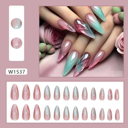 Gradient Wearing Nail Green Pink Glue - Passion Pulse Adult