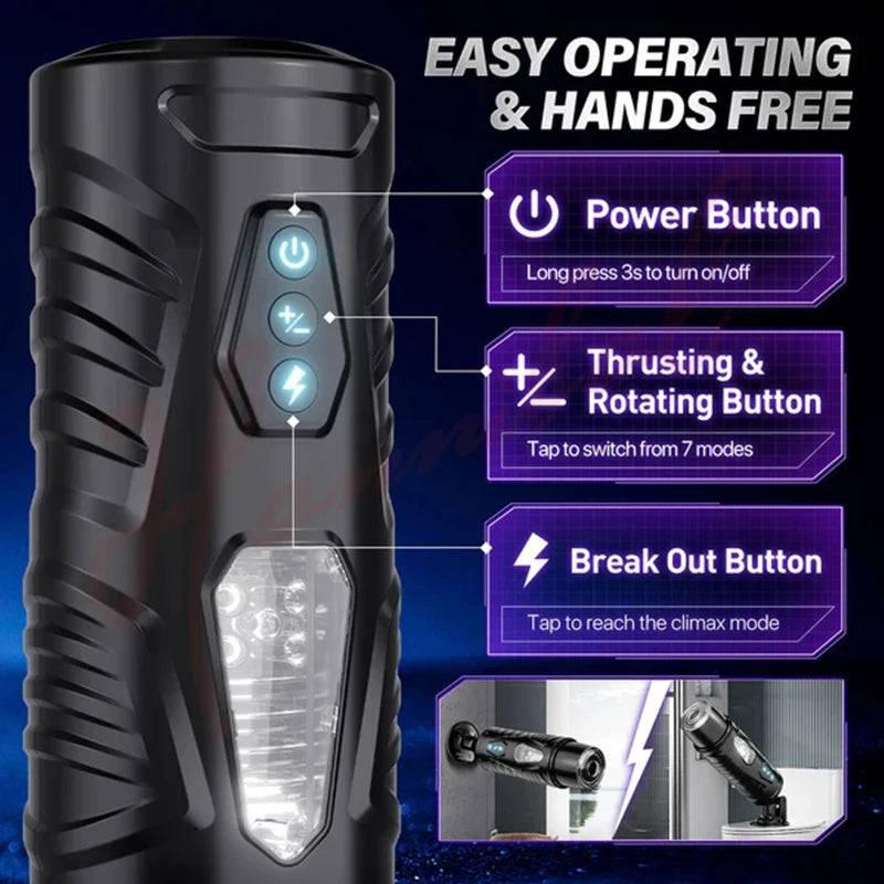 Hannibal Automatic Male Masturbator 7 Thrusting Rotating Modes Mastubator Cup Electric Pocket Pussy For Penis Sex Toy For Men - Passion Pulse Adult