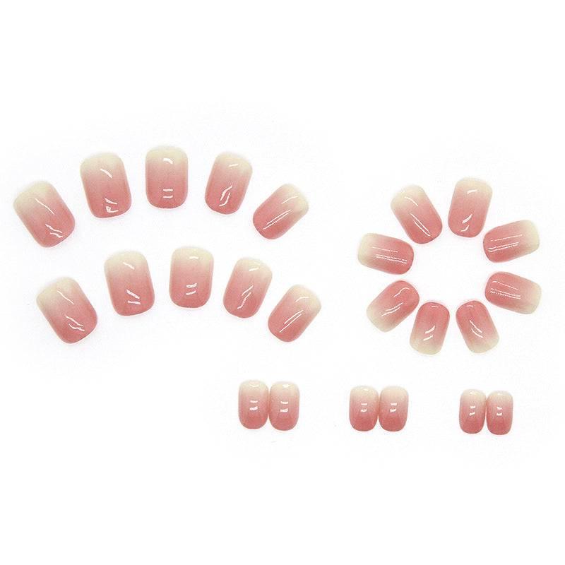 Natural pure wearable square short nail art piece gradient color pink smudge new product - Passion Pulse Adult