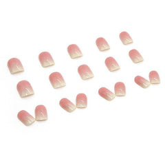 Natural pure wearable square short nail art piece gradient color pink smudge new product - Passion Pulse Adult