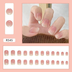 Natural pure wearable square short nail art piece gradient color pink smudge new product - Passion Pulse Adult