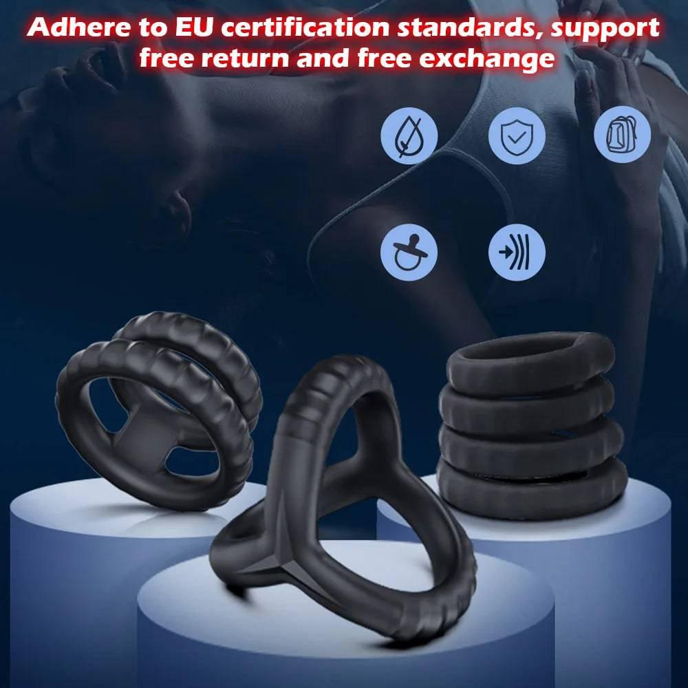 Newest Reusable Silicone Penis Ring | Semen Cock Ring for Penis Enlargement & Delayed Ejaculation | Sex Toys for Men - Passion Pulse Adult