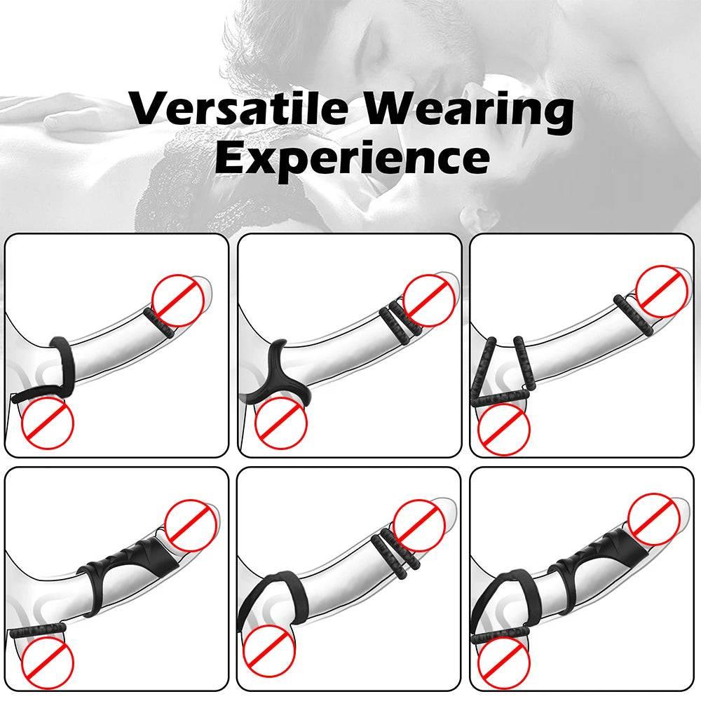 Newest Reusable Silicone Penis Ring | Semen Cock Ring for Penis Enlargement & Delayed Ejaculation | Sex Toys for Men - Passion Pulse Adult