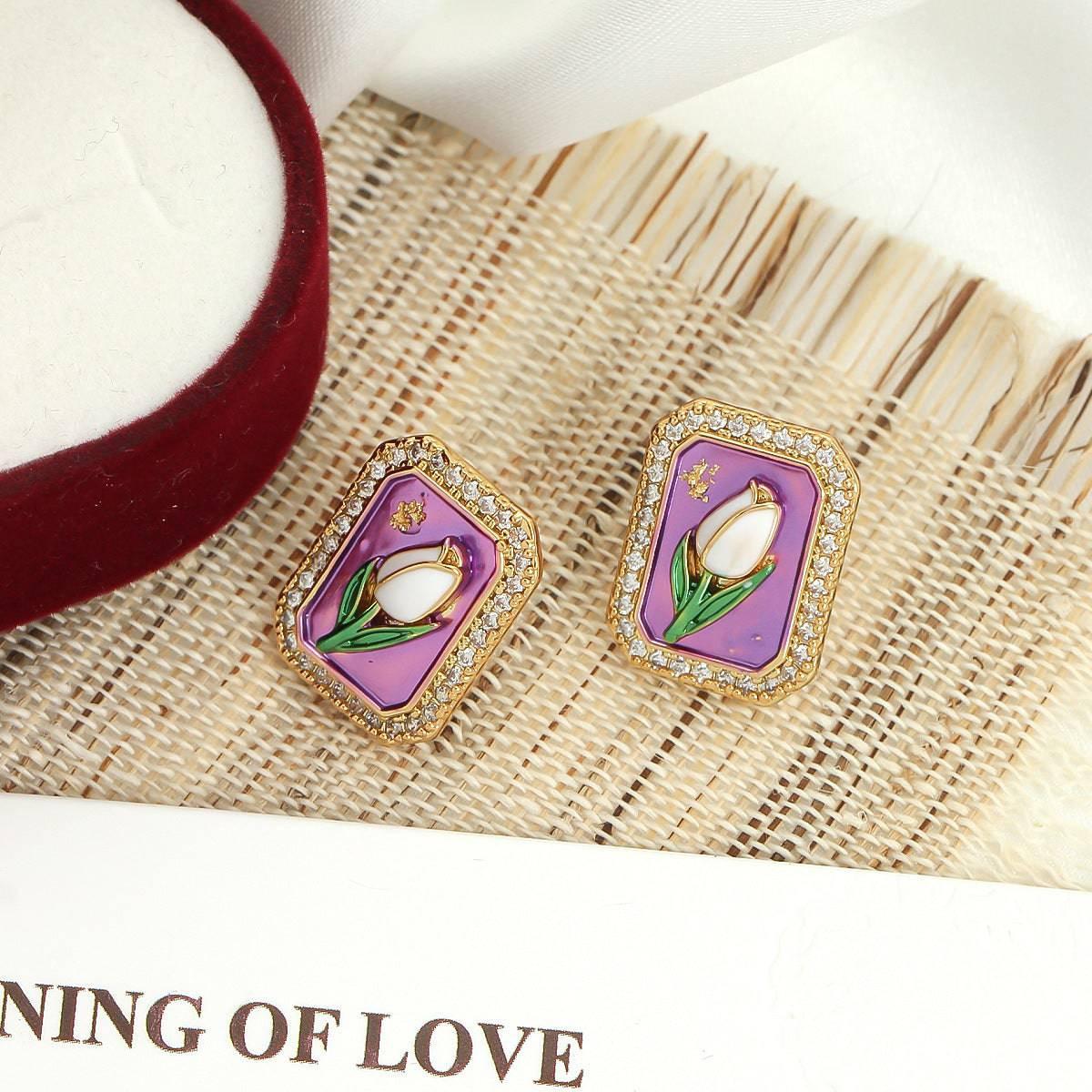 Oil Painting Style Tulip Earrings - Passion Pulse Adult